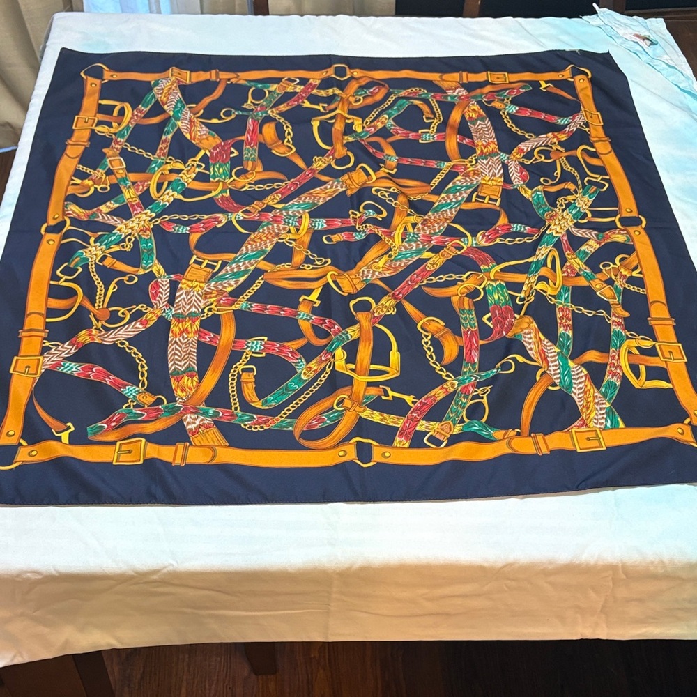 Colorful Chain and Belt Pattern Scarf - unknown brand- tag was cut off prior.